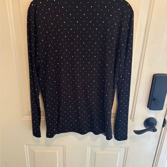 Banana Republic Black Polka Dot Wrap Top size M - Picture 2 of 5